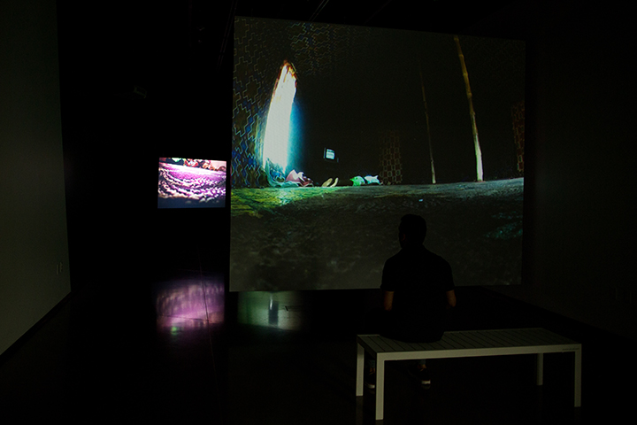 Four screen installation with octophonic sound at the MSU Broad Art Museum, USA, 2016.